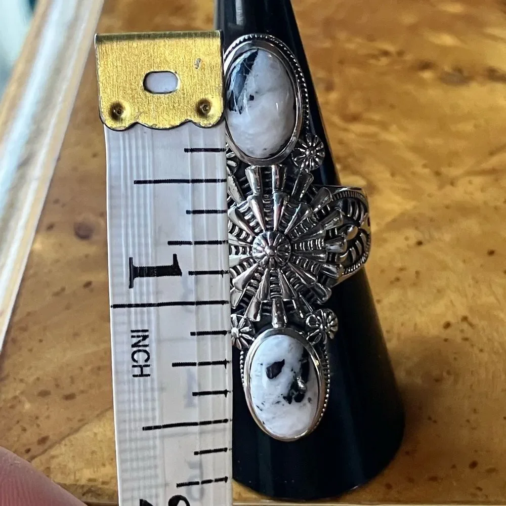 White Buffalo Turquoise Sterling Silver Ring Size 7